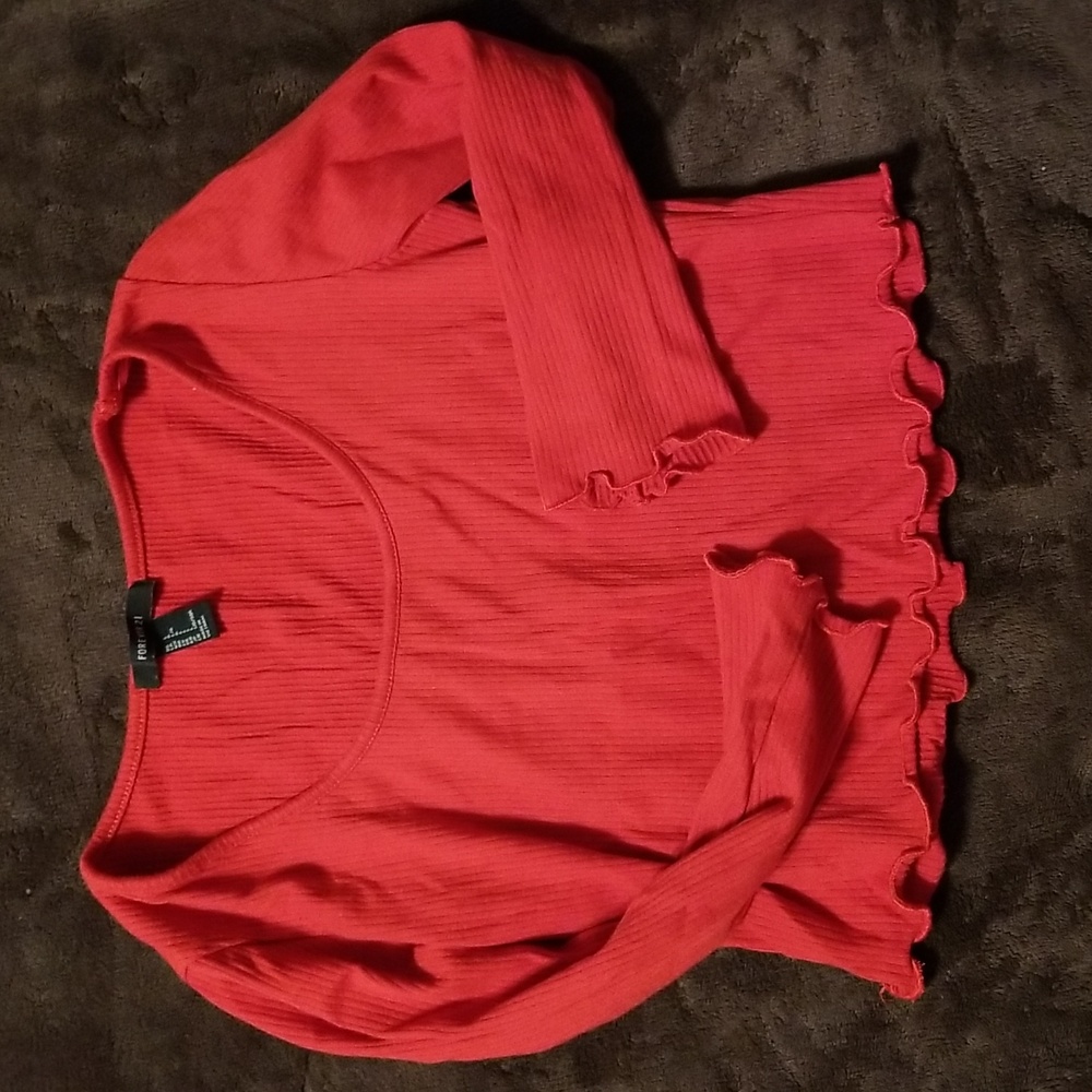 Forever 21 Red Crop Top: Size L: A